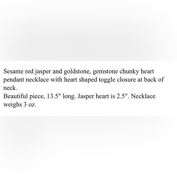 Red Sesame Jasper Gemstone Goldstone Large Heart Pendant Necklace Boho Chunky - Picture 11 of 11